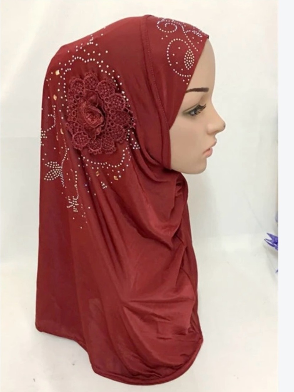 Islamic Ladies Head Burgundy Scarf